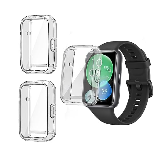 HOMTERN Schutzhülle für Huawei Watch Fit 2, weich, TPU, leicht, sturzsicher, kratzfest, flexibler Bildschirm, vollständig abgedeckt, 3er-Pack, transparent von HOMTERN