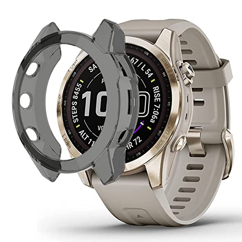 HOMTERN Schutzhülle kompatibel mit Garmin Fenix 7S/Fenix 7S Solarhülle Flexible TPU schwere Schutzhülle stoßfest Kratzfest, transparent, Schwarz von HOMTERN