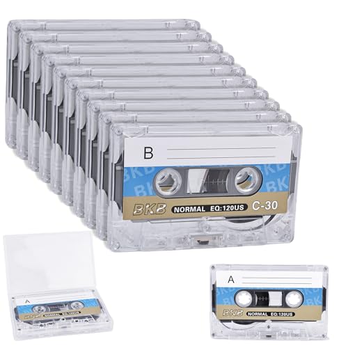 10 Stück Audio Kassetten Leer: HOMURY Rauscharm Audiokassetten, 60 Min Musikkassette, Transparenter Kunststoff-Kassettenbandhülle für Vorlesungen Seminare Alltägliche Aufnahmen von HOMURY