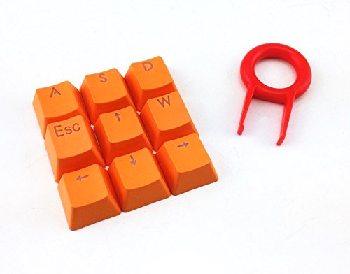 Honbay 9 orangefarbene PBT-Tasten, hintergrundbeleuchtet, transluzente Tastenkappen für mechanische Tastatur mit rotem Tastenabzieher von Honbay