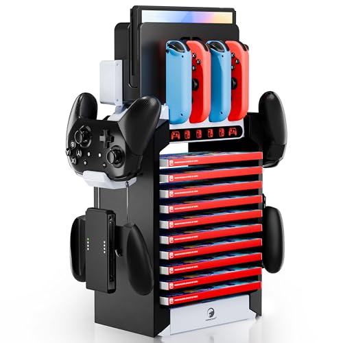 Switch Organizer Station, multifunktionaler Aufbewahrungsständer für Nintendo Switch Dock mit Controller-Halter, Joy con Ladestation und OLED-Konsole Switch Organizer Station, multifunktionaler Aufbewahrungsständer für Nintendo Switch Dock mit Controller-Halter, Joy con Ladestation und OLED-Konsole von HONCAM