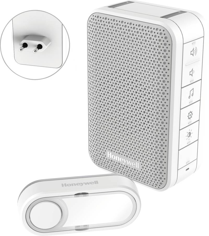 HONEY DC313SP2 - Funk-Gong für Steckdosen mit LED-Blitzlicht und Klingeltaster, w von HONEYWELL HOME