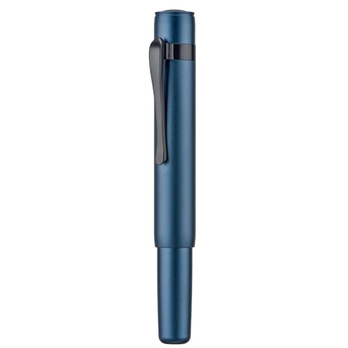 Hongdian M2 Black Forest Mini-Füllfederhalter, gebogene Feder und schlanke Form, Aluminium, kurze Tasche, Reisestift (Mitternachtsblau) von HONG DIAN
