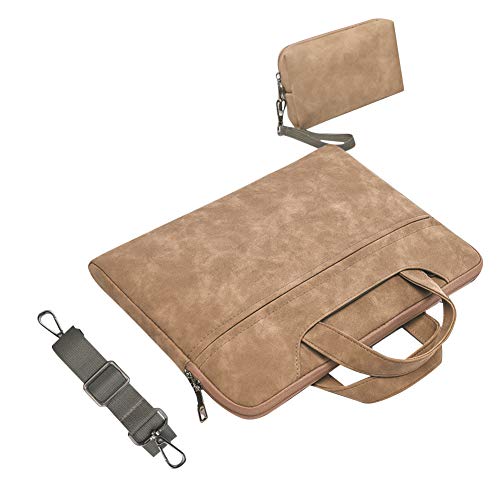 HONGBI Tasche Sleeve Hülle Kompatibel mit 13-15 Zoll Laptop,MacBook Air/Pro,Laptoptasche Kasten mit Zusätzlichem Stauraum Polyester Tasche Khaki(mit Einer kleinen Geldbörse) 14" von HONGBI