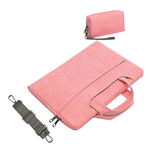 HONGBI Tasche Sleeve Hülle Kompatibel mit 13-15 Zoll Laptop,MacBook Air/Pro,Laptoptasche Kasten mit Zusätzlichem Stauraum Polyester Tasche Pink(mit Einer kleinen Geldbörse) 13" von HONGBI