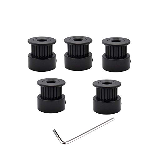 5 x schwarze GT2 Riemenscheibe 20T 5 mm Bohrung für Creality Ender-3/3S CR-10 CR-10S 3D-Drucker Teile 6 mm Breite Riemen 20 Zähne 2GT Schrittmotor-Riemenscheiben von HONGCHENWEI