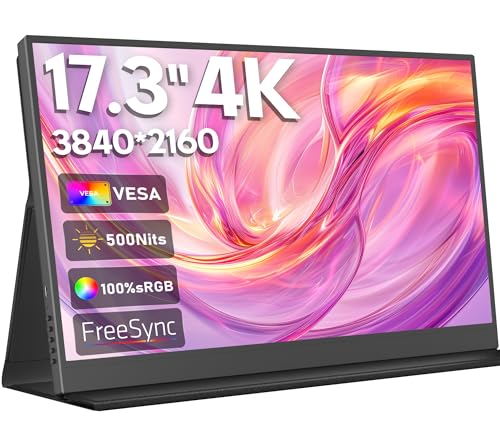HONGO 4K Portable Monitor 17,3 Zoll 3840×2160 Tragbarer Monitor IPS 100% sRGB, Monitore Erweiterung mit Zwei Lautsprecher, HDR Mobiler Bildschirm für Laptop/PC/Mac/Telefon/PS5/4/ mit USB C Typ C HDMI HONGO 4K Portable Monitor 17,3 Zoll 3840×2160 Tragbarer Monitor IPS 100% sRGB, Monitore Erweiterung mit Zwei Lautsprecher, HDR Mobiler Bildschirm für Laptop/PC/Mac/Telefon/PS5/4/ mit USB C Typ C HDMI von HONGO