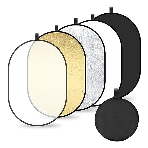 Licht Reflektor 5 in1 Fotografie Reflector 60x90cm Oval Diffusor Fotografie Faltreflektor für Portrait Foto Selfie Hochzeitsfotografie Außenbeleuchtung von HONGXIN-SHOP