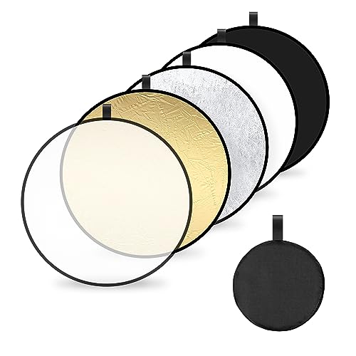 Licht Reflektor 5 in1 Fotografie Reflector 80cm Rund Diffusor Fotografie Faltreflektor für Portrait Foto Selfie Hochzeitsfotografie Außenbeleuchtung von HONGXIN-SHOP