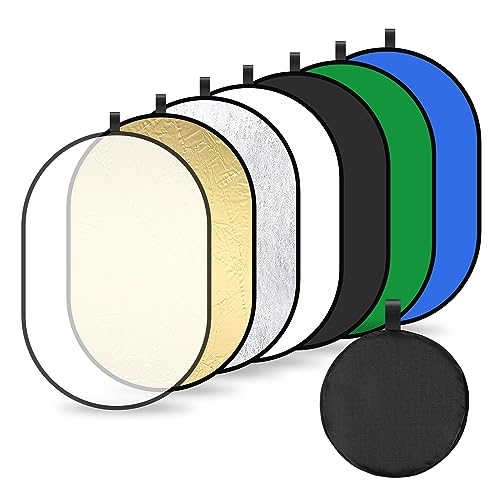 Licht Reflektor 7 in1 Fotografie Reflector 60x90cm Oval Diffusor Fotografie Faltreflektor für Portrait Foto Selfie Hochzeitsfotografie Außenbeleuchtung von HONGXIN-SHOP