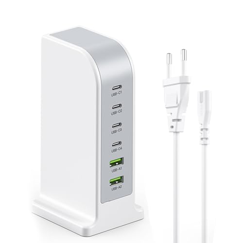USB Charger, Ladestation USB C【4 USB-C + 2 USB-A】 Mehrfach ladegerät Adapter USB c auf USB, 6-Port USB C Adapter Schnellladegerät Ladestation für iPhone/Samsung/Google/iPad/Smartphone USB Charger, Ladestation USB C【4 USB-C + 2 USB-A】 Mehrfach ladegerät Adapter USB c auf USB, 6-Port USB C Adapter Schnellladegerät Ladestation für iPhone/Samsung/Google/iPad/Smartphone von HONGYEE