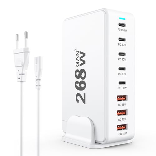 USB C Ladegerät, 268W GaN USB Power Adapter, 8-Port Multi USB C Ladestation, Schnellladegerät PD 3.0 Power Adapter, kompatibel mit iPhone/Samsung/Google/Laptops/MacBook Pro/MacBook Air USB C Ladegerät, 268W GaN USB Power Adapter, 8-Port Multi USB C Ladestation, Schnellladegerät PD 3.0 Power Adapter, kompatibel mit iPhone/Samsung/Google/Laptops/MacBook Pro/MacBook Air von HONGYEE