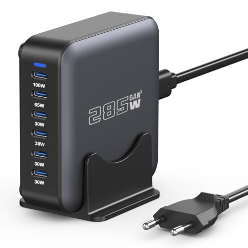 285W USB C Ladegerät Mehrfach, 6 Ports Schnellladegerät GaN Netzteil Ladestation, PD+QC Desktop Power Adapter 100W Typ C Anschlüsse Laptop Charger Kompatibel mit MacBook/iPhone 16/Galaxy S23 und mehr 285W USB C Ladegerät Mehrfach, 6 Ports Schnellladegerät GaN Netzteil Ladestation, PD+QC Desktop Power Adapter 100W Typ C Anschlüsse Laptop Charger Kompatibel mit MacBook/iPhone 16/Galaxy S23 und mehr von HONGYEE