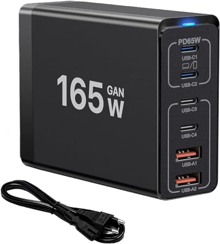 USB c ladegerät mehrfach, Mehrfach Ladegerät [4USB-C + 2USB-A] USB C Netzteil, USB C Ladestation Kompatibel mit iPhone/Samsung/Google/Xiaomi/Laptop/Tablet und Anderen USB Geräten von HONGYEE