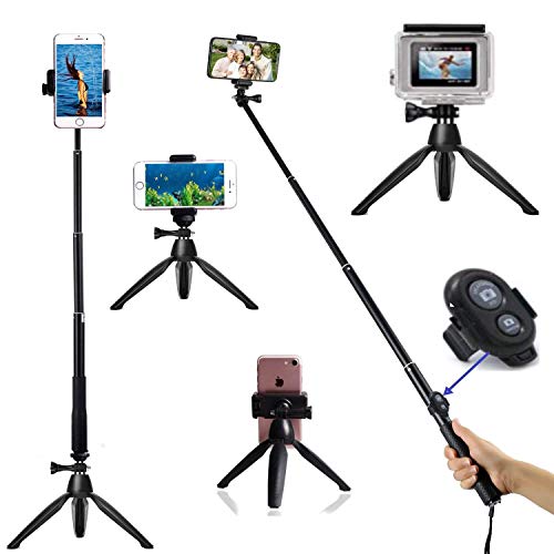 Selfie-Stick, 100 cm (40 Zoll), Selfie-Stick, Bluetooth, Einbeinstativ, verstellbar, kabellose Fernbedienung für GoPro Hero Fusion/Session/GoPro Hero/Action und iPhone/Samsung/Huawei von HONGYUE