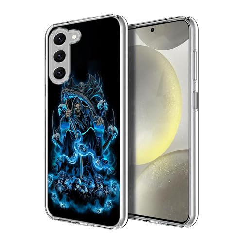 HONGZAOQIYE Fashion Hülle für Samsung Galaxy S24 Plus, Horror Death Skull Stoßfest Design Muster Slim Soft Schutzhülle Klar Case von HONGZAOQIYE
