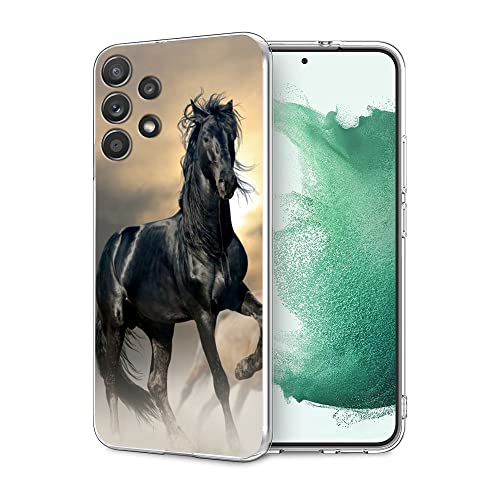 Kompatibel mit Samsung Galaxy A52 5G Hülle, schwarzes Pferd cooles Tier Pferd Slim Fit weiches TPU stoßfeste Schutzhülle Geschenk für Frauen Mädchen von HONGZAOQIYE