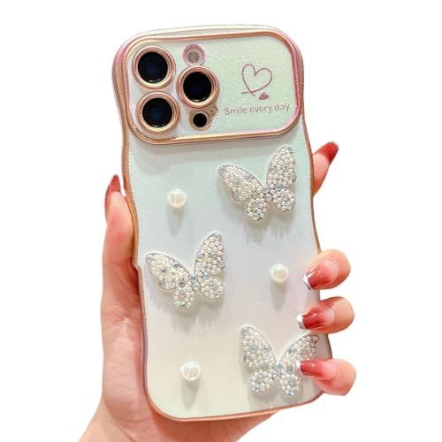 HONHULEE Handyhülle für iPhone 12 Hülle Perlen Schmetterling Liebesherz Schutzhülle Weiche Plattierung Abdeckung Wellen Lockige Silikon Case mit erhoben Kameraschutz für iPhone 12 - Weiß HONHULEE Handyhülle für iPhone 12 Hülle Perlen Schmetterling Liebesherz Schutzhülle Weiche Plattierung Abdeckung Wellen Lockige Silikon Case mit erhoben Kameraschutz für iPhone 12 - Weiß von HONHULEE