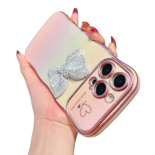HONHULEE Handyhülle für iPhone 13 Pro Max Hülle Diamant Bow Liebesherz Schutzhülle Weiche Plattierung Abdeckung Wellen Lockige Silikon Case mit erhoben Kameraschutz für iPhone 13 Pro Max - Rosa HONHULEE Handyhülle für iPhone 13 Pro Max Hülle Diamant Bow Liebesherz Schutzhülle Weiche Plattierung Abdeckung Wellen Lockige Silikon Case mit erhoben Kameraschutz für iPhone 13 Pro Max - Rosa von HONHULEE