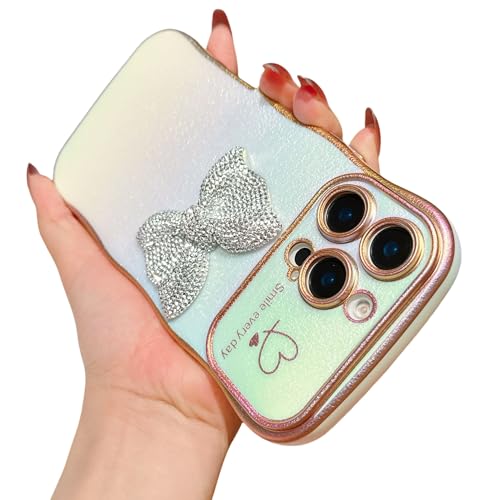 HONHULEE Handyhülle für iPhone 14 Pro Max Hülle Diamant Bow Liebesherz Schutzhülle Weiche Plattierung Abdeckung Wellen Lockige Silikon Case mit erhoben Kameraschutz für iPhone 14 Pro Max - Weiß HONHULEE Handyhülle für iPhone 14 Pro Max Hülle Diamant Bow Liebesherz Schutzhülle Weiche Plattierung Abdeckung Wellen Lockige Silikon Case mit erhoben Kameraschutz für iPhone 14 Pro Max - Weiß von HONHULEE