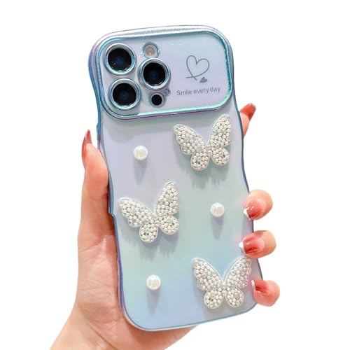 HONHULEE Handyhülle für iPhone 15 Plus Hülle Perlen Schmetterling Liebesherz Schutzhülle Weiche Plattierung Abdeckung Wellen Lockige Silikon Case mit erhoben Kameraschutz für iPhone 15 Plus - Blau HONHULEE Handyhülle für iPhone 15 Plus Hülle Perlen Schmetterling Liebesherz Schutzhülle Weiche Plattierung Abdeckung Wellen Lockige Silikon Case mit erhoben Kameraschutz für iPhone 15 Plus - Blau von HONHULEE