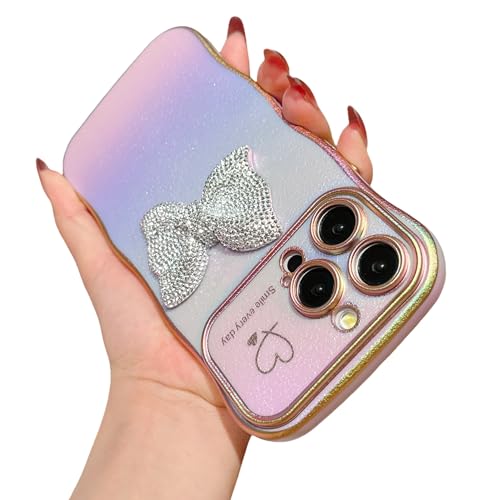 HONHULEE Handyhülle für iPhone 15 Pro Max Hülle Diamant Bow Liebesherz Schutzhülle Weiche Plattierung Abdeckung Wellen Lockige Silikon Case mit erhoben Kameraschutz für iPhone 15 Pro Max - Lila HONHULEE Handyhülle für iPhone 15 Pro Max Hülle Diamant Bow Liebesherz Schutzhülle Weiche Plattierung Abdeckung Wellen Lockige Silikon Case mit erhoben Kameraschutz für iPhone 15 Pro Max - Lila von HONHULEE