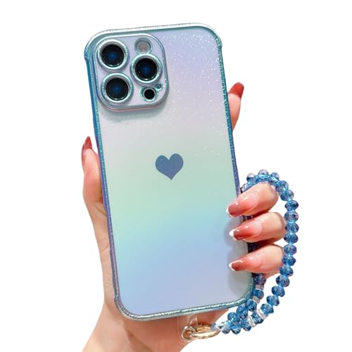 HONHULEE Handyhülle für iPhone 15 Pro Max Hülle mit Kristal Chain Schutzhülle Ultra Dünne Schutz Case Cover Stoßfeste Slim Hülle für iPhone 15 Pro Max mit Muster Motiv Herz - Blau HONHULEE Handyhülle für iPhone 15 Pro Max Hülle mit Kristal Chain Schutzhülle Ultra Dünne Schutz Case Cover Stoßfeste Slim Hülle für iPhone 15 Pro Max mit Muster Motiv Herz - Blau von HONHULEE