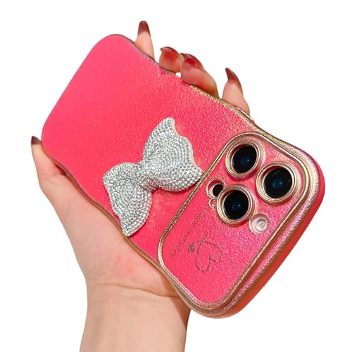 HONHULEE Handyhülle für iPhone 16 Pro Max Hülle Diamant Bow Liebesherz Schutzhülle Weiche Plattierung Abdeckung Wellen Lockige Silikon Case mit erhoben Kameraschutz für iPhone 16 Pro Max - Rot HONHULEE Handyhülle für iPhone 16 Pro Max Hülle Diamant Bow Liebesherz Schutzhülle Weiche Plattierung Abdeckung Wellen Lockige Silikon Case mit erhoben Kameraschutz für iPhone 16 Pro Max - Rot von HONHULEE