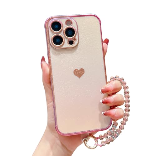 HONHULEE Handyhülle für iPhone 16 Pro Max Hülle mit Kristal Chain Schutzhülle Ultra Dünne Schutz Case Cover Stoßfeste Slim Hülle für iPhone 16 Pro Max mit Muster Motiv Herz - Rosa HONHULEE Handyhülle für iPhone 16 Pro Max Hülle mit Kristal Chain Schutzhülle Ultra Dünne Schutz Case Cover Stoßfeste Slim Hülle für iPhone 16 Pro Max mit Muster Motiv Herz - Rosa von HONHULEE