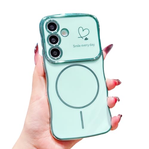 HONHULEE Magnetisch Handyhülle für Samsung Galaxy A14 4G/5G Hülle Liebesherz Schutzhülle Weiche Plattierung Abdeckung Wellen Lockige Silikon Case für Samsung Galaxy A14 4G/5G - Grün HONHULEE Magnetisch Handyhülle für Samsung Galaxy A14 4G/5G Hülle Liebesherz Schutzhülle Weiche Plattierung Abdeckung Wellen Lockige Silikon Case für Samsung Galaxy A14 4G/5G - Grün von HONHULEE