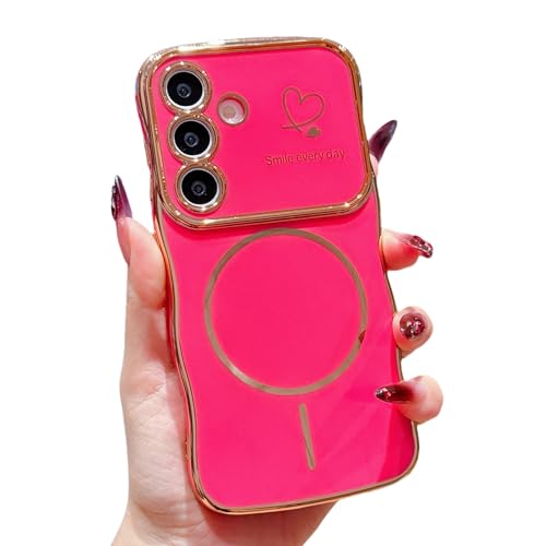 HONHULEE Magnetisch Handyhülle für Samsung Galaxy A16 4G/5G Hülle Liebesherz Schutzhülle Weiche Plattierung Abdeckung Wellen Lockige Silikon Case für Samsung Galaxy A16 4G/5G - Rose Rot HONHULEE Magnetisch Handyhülle für Samsung Galaxy A16 4G/5G Hülle Liebesherz Schutzhülle Weiche Plattierung Abdeckung Wellen Lockige Silikon Case für Samsung Galaxy A16 4G/5G - Rose Rot von HONHULEE