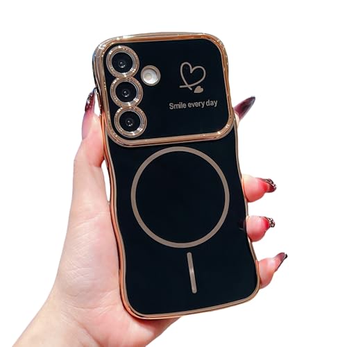 HONHULEE Magnetisch Handyhülle für Samsung Galaxy S24 Hülle Liebesherz Schutzhülle Weiche Plattierung Abdeckung Wellen Lockige Silikon Case für Samsung Galaxy S24 - Schwarz HONHULEE Magnetisch Handyhülle für Samsung Galaxy S24 Hülle Liebesherz Schutzhülle Weiche Plattierung Abdeckung Wellen Lockige Silikon Case für Samsung Galaxy S24 - Schwarz von HONHULEE