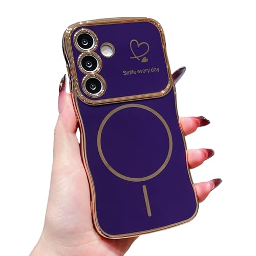 HONHULEE Magnetisch Handyhülle für Samsung Galaxy S25 Hülle Liebesherz Schutzhülle Weiche Plattierung Abdeckung Wellen Lockige Silikon Case für Samsung Galaxy S25 - Tief lila HONHULEE Magnetisch Handyhülle für Samsung Galaxy S25 Hülle Liebesherz Schutzhülle Weiche Plattierung Abdeckung Wellen Lockige Silikon Case für Samsung Galaxy S25 - Tief lila von HONHULEE