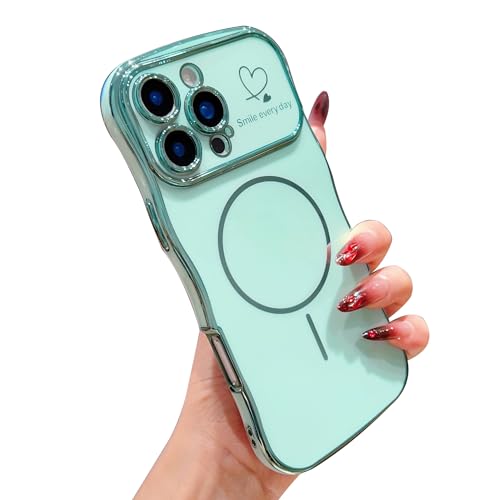 HONHULEE Magnetisch Handyhülle für iPhone 13 Pro Max Hülle Liebesherz Schutzhülle Weiche Plattierung Abdeckung Wellen Lockige Silikon Case für iPhone 13 Pro Max - Grün HONHULEE Magnetisch Handyhülle für iPhone 13 Pro Max Hülle Liebesherz Schutzhülle Weiche Plattierung Abdeckung Wellen Lockige Silikon Case für iPhone 13 Pro Max - Grün von HONHULEE