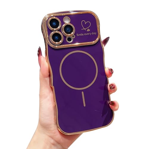 HONHULEE Magnetisch Handyhülle für iPhone 16 Pro Max Hülle Liebesherz Schutzhülle Weiche Plattierung Abdeckung Wellen Lockige Silikon Case für iPhone 16 Pro Max - Tief lila HONHULEE Magnetisch Handyhülle für iPhone 16 Pro Max Hülle Liebesherz Schutzhülle Weiche Plattierung Abdeckung Wellen Lockige Silikon Case für iPhone 16 Pro Max - Tief lila von HONHULEE