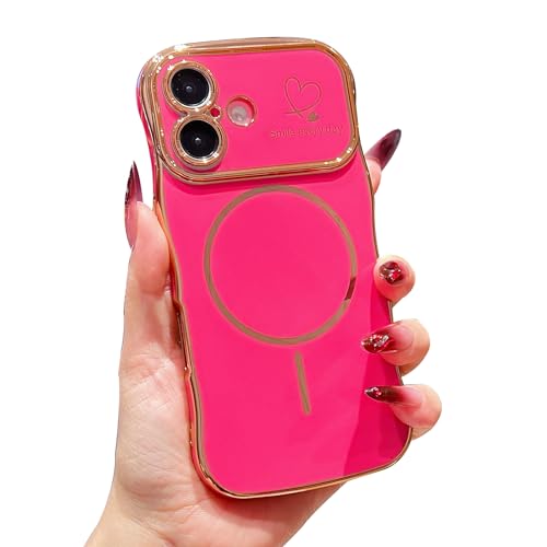 HONHULEE Magnetisch Handyhülle für iPhone 16e Hülle Liebesherz Schutzhülle Weiche Plattierung Abdeckung Wellen Lockige Silikon Case für iPhone 16e - Rose Rot HONHULEE Magnetisch Handyhülle für iPhone 16e Hülle Liebesherz Schutzhülle Weiche Plattierung Abdeckung Wellen Lockige Silikon Case für iPhone 16e - Rose Rot von HONHULEE