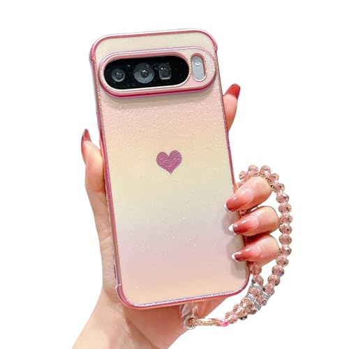 Handyhülle für Google Pixel 9 Pro XL 6.8 Inch Hülle mit Kristal Chain Schutzhülle Ultra Dünne Schutz Case Cover Stoßfeste Slim Hülle für Google Pixel 9 Pro XL 6.8 Inch mit Muster Motiv Herz - Rosa Handyhülle für Google Pixel 9 Pro XL 6.8 Inch Hülle mit Kristal Chain Schutzhülle Ultra Dünne Schutz Case Cover Stoßfeste Slim Hülle für Google Pixel 9 Pro XL 6.8 Inch mit Muster Motiv Herz - Rosa von HONHULEE