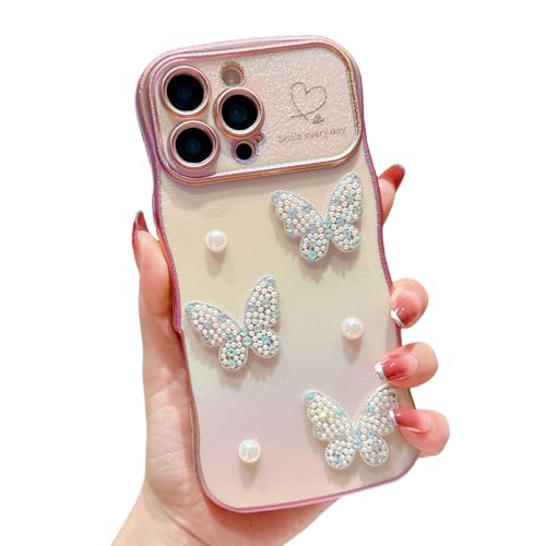 Handyhülle für iPhone 12 Pro Max Hülle Perlen Schmetterling Liebesherz Schutzhülle Weiche Plattierung Abdeckung Wellen Lockige Silikon Case mit erhoben Kameraschutz für iPhone 12 Pro Max - Rosa Handyhülle für iPhone 12 Pro Max Hülle Perlen Schmetterling Liebesherz Schutzhülle Weiche Plattierung Abdeckung Wellen Lockige Silikon Case mit erhoben Kameraschutz für iPhone 12 Pro Max - Rosa von HONHULEE