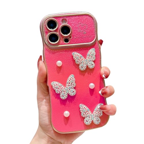 Handyhülle für iPhone 14 Pro Max Hülle Perlen Schmetterling Liebesherz Schutzhülle Weiche Plattierung Abdeckung Wellen Lockige Silikon Case mit erhoben Kameraschutz für iPhone 14 Pro Max - Rot Handyhülle für iPhone 14 Pro Max Hülle Perlen Schmetterling Liebesherz Schutzhülle Weiche Plattierung Abdeckung Wellen Lockige Silikon Case mit erhoben Kameraschutz für iPhone 14 Pro Max - Rot von HONHULEE