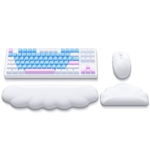 Handballenauflage für Tastatur und Maus, Cloud Wrist Rest, Ergonomisches Memory-Foam-Handgelenkstützen-Set für Büro und Spiele, Schmerzlinderung im Handgelenk, Weiß von HONKID