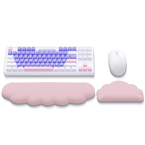 Handballenauflage für Tastatur und Maus, Cloud Wrist Rest, Ergonomisches Memory-Foam-Handgelenkstützen-Set für Büro und Spiele, Schmerzlinderung im Handgelenk,Rosa von HONKID