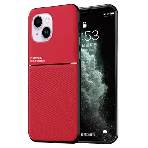 HONLEN Hülle Geeignet für Smartphone, Compatible with iPhone 15 Plus (6.7" Inches) TPU Weiches Silikon Eingebaute Magnetbasis Handyhülle im Einfachen Stil - Rot von HONLEN