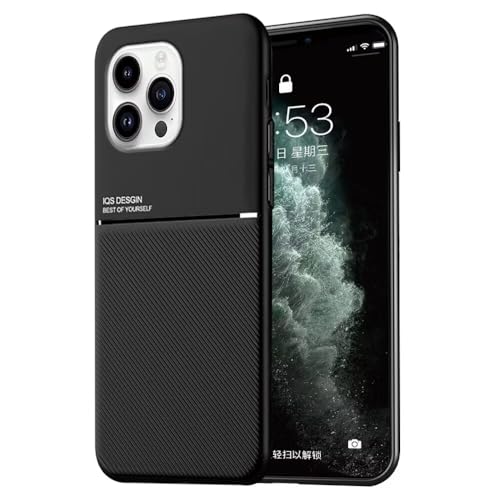 HONLEN Hülle Geeignet für iPhone 15 Pro Max (6.7" Inches) TPU Weiches Silikon Eingebaute Magnetbasis Handyhülle im Einfachen Stil - Schwarz von HONLEN