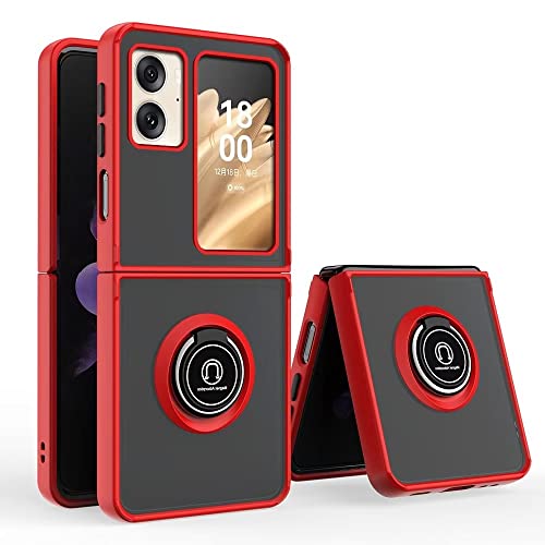HONLEN Hülle Passend für Oppo Find N2 Flip (6.8" Inches), Ring Stand Clear Matte Silikon Handyhülle - Rot von HONLEN