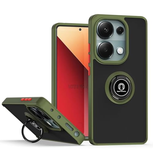 HONLEN Hülle Passend für Redmi Note 13 Pro 5G / Poco X6 5G (6.67" Inches), Ring Stand Clear Matte Silikon Handyhülle - Armeegrün von HONLEN