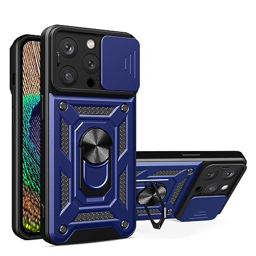 HONLEN Hülle Passend für iPhone 15 Pro Max (6.7" Inches), PC Armor Ring Stand Case mit Magnetfuß - Blau von HONLEN