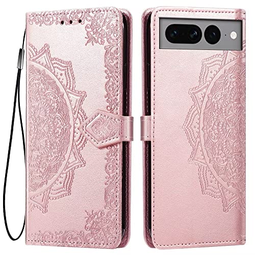 HONLEN Hülle für Google Pixel 7 Pro Handyhülle, Premium PU Leder Wallet Magnetverschluss Flip Case mit Mandala Muster, 3 Kartenfach, Stand Fallschutz Schutz Cover von HONLEN