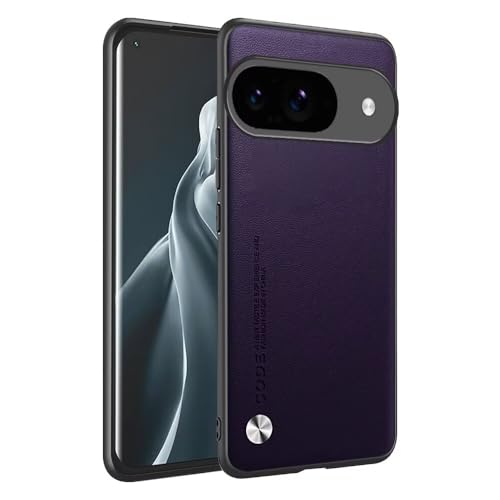 HONLEN Hülle für Google Pixel 9 (6.3" Inches) Business Telefonhülle aus Leder mit Rückseite, Dunkelviolett von HONLEN