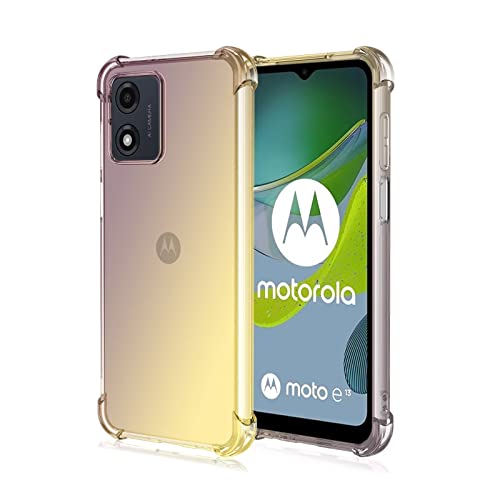 HONLEN Hülle für Motorola Moto E13 Case, 6.5" Inches Transparent Farbverlauf Design TPU Silicone Handyhülle, Verstärkung mit Vier Ecken Cover Schwarzes Gold von HONLEN
