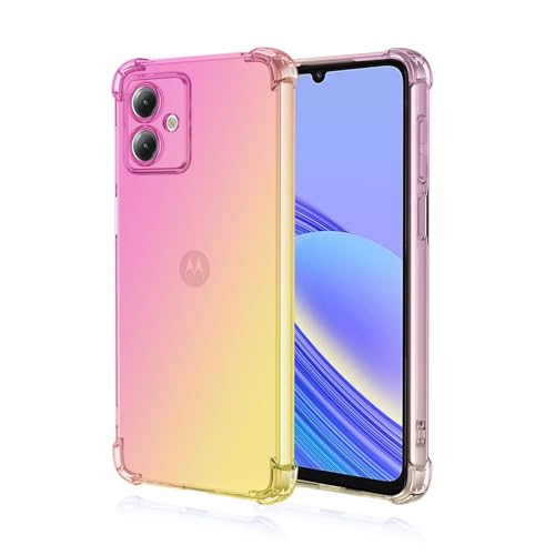 HONLEN Hülle für Motorola Moto G14 Case, (6.5" Inches) Transparent Farbverlauf Design TPU Silicone Handyhülle, Verstärkung mit Vier Ecken Cover Rosa Gold von HONLEN
